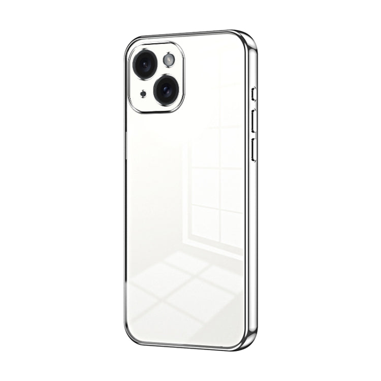 Transparent Plating Fine Hole Phone Case - For iPhone 15 / 14 and 13 Series (Silver) - Mos Accessories